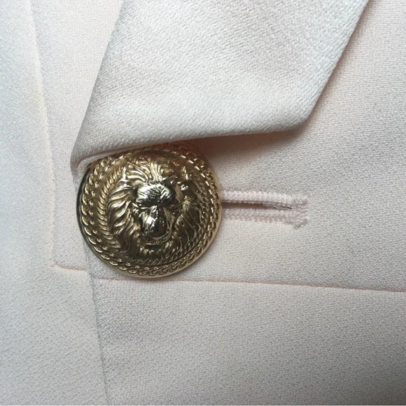 Balmain Cream Double-Breasted Blazer
